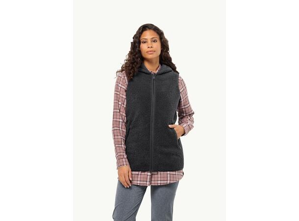 JW High Curl Long Vest W Beige M Jack Wolfskin fleeceväst dam 