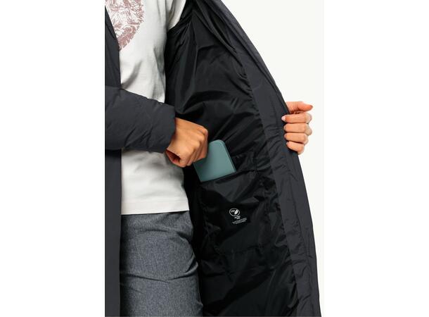 JW Marienplatz Coat W Mörkgrå L Jack Wolfskin fodrad kappa dam 