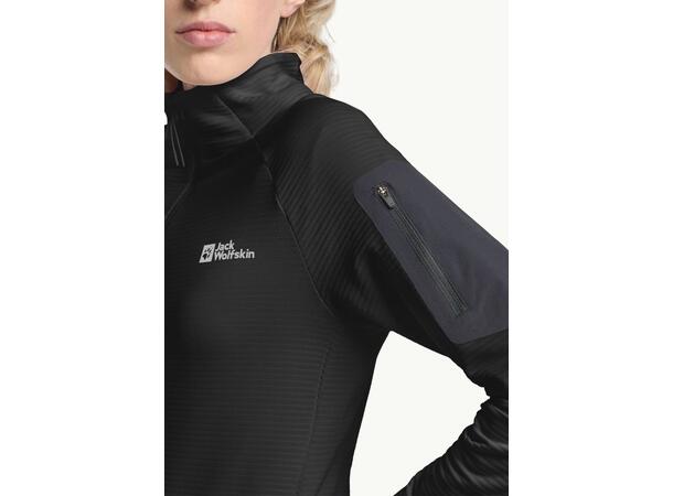 JW Prelight FZ W Svart L Jack Wolfskin fleecejacka dam 