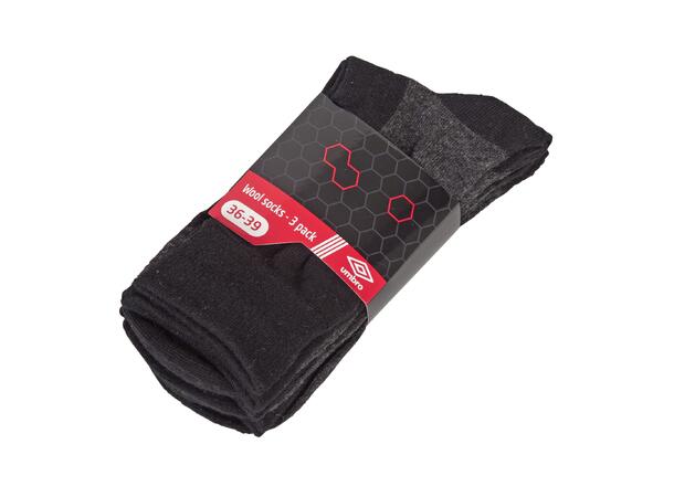 UMBRO Wool Sock 3-P Svart 40-43 3-pack ullsockar 