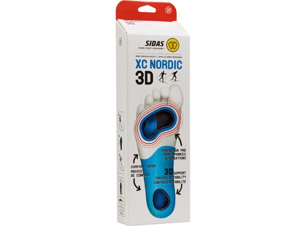 SIDAS 3D XC NORDIC Blå S Formade iläggssulor längdskidåkning 