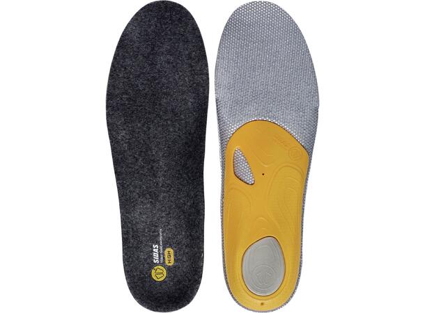 SIDAS 3FEET MERINO HIGH Gul S Formade iläggssulor högt fotvalv 