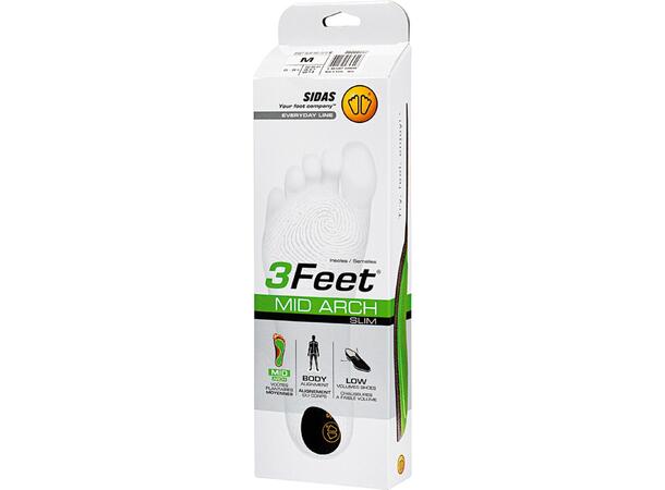 SIDAS 3FEET SLIM MID Grön XXL Formade iläggssulor medelhögt fotvalv 