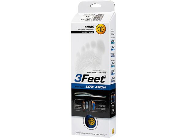 SIDAS 3FEET® LOW Blå M Formade iläggssulor lågt fotvalv 