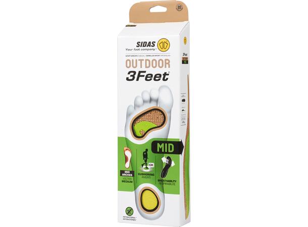 SIDAS 3FEET OUTDOOR MID Grön M Formade iläggssulor medelhögt fotvalv 