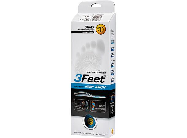 SIDAS 3FEET® HIGH Blå S Formade iläggssulor högt fotvalv 