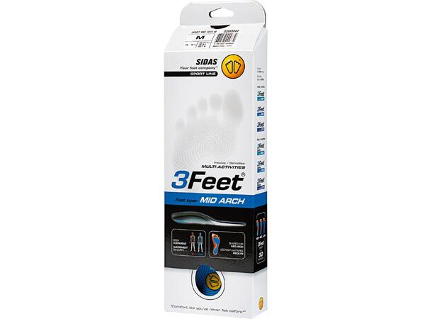 SIDAS 3FEET® MID Blå M Formade iläggssulor medelhögt fotvalv 