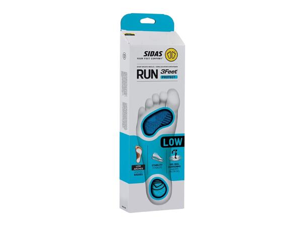 SIDAS 3FEET RUN PROTECT LOW Blå M Formade iläggssulor lågt fotvalv 