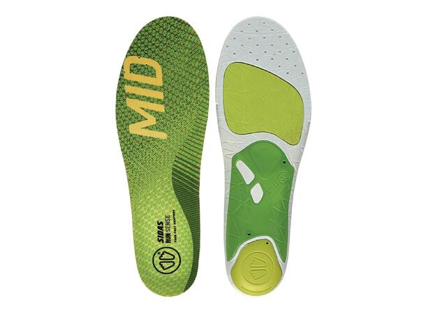 SIDAS 3FEET RUN SENSE MID Grön XS Formade iläggssulor medelhögt fotvalv 