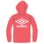 UMBRO Basic Fleece Hood Jr Rosa 140 Luvtröja med stor logo 