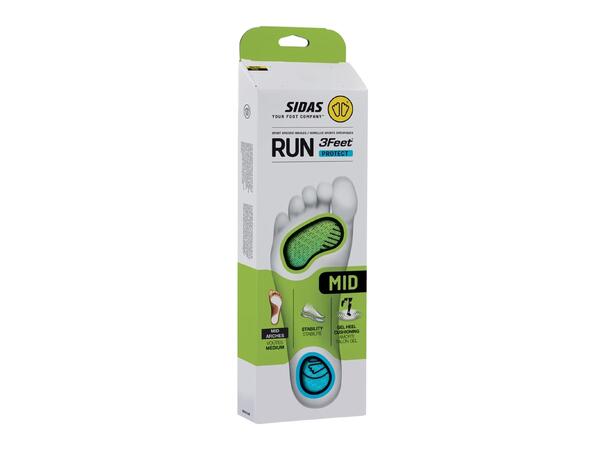 SIDAS 3FEET RUN PROTECT MID Grön XL Formade iläggssulor medelhögt fotvalv 