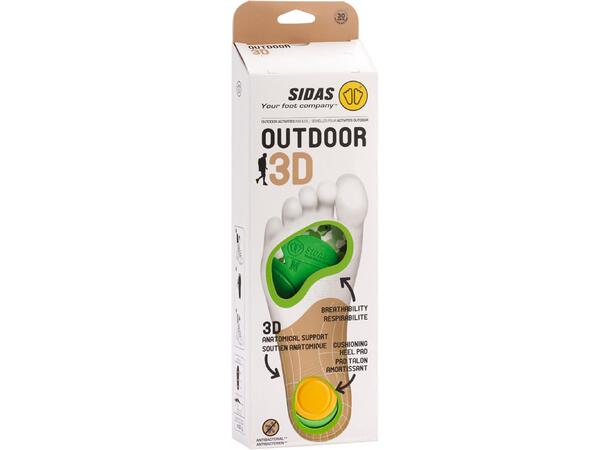 SIDAS 3D OUTDOOR Grön S Formade iläggssulor vandring 