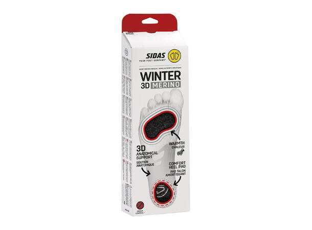 SIDAS 3D WINTER MERINO Svart L Formade iläggssulor vintersport 